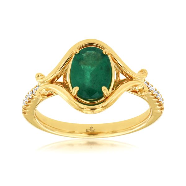 14k YG 1.20CTTW 1.10CT Emerald & 0.10CTTW Dia Accented Ring Vaughan's Jewelry Edenton, NC