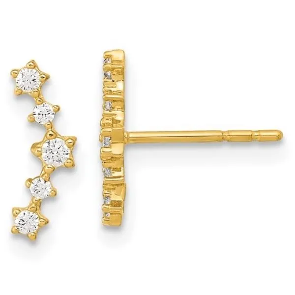 14k YG Curved Fancy Cubic Zirconia Post Earrings Vaughan's Jewelry Edenton, NC