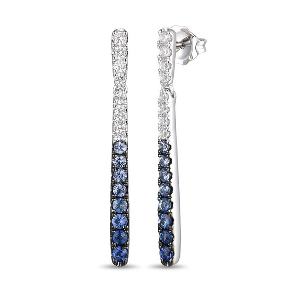 14k WG 0.85CTTW Ombre Sapphire Dangle Earrings Vaughan's Jewelry Edenton, NC