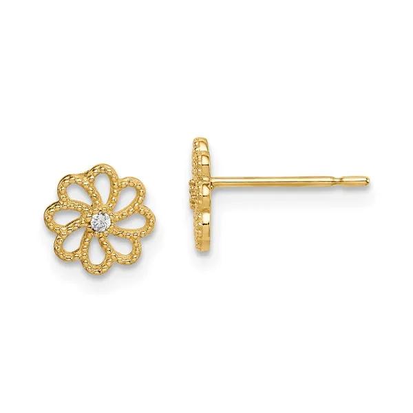14k YG CZ Flower Post Earrings Madi K Vaughan's Jewelry Edenton, NC