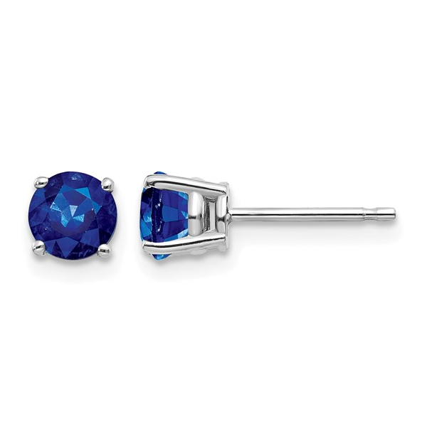 14k WG 5mm Round Sapphire Stud Earrings Vaughan's Jewelry Edenton, NC
