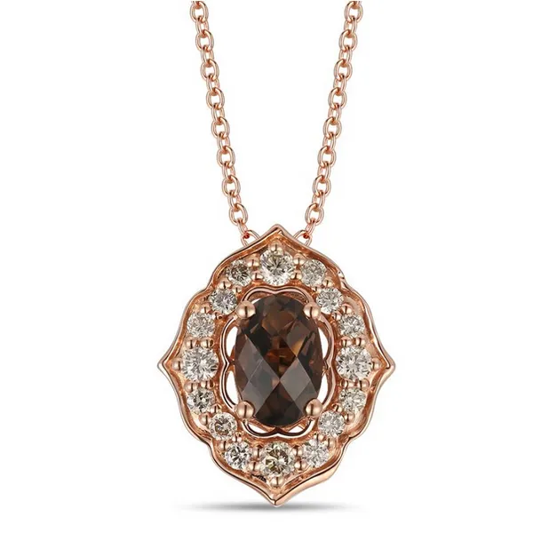 14k RG 0.60CTTW 0.40CT Chocolate Quartz & 0.20CT Nude Diamond Pendant Vaughan's Jewelry Edenton, NC