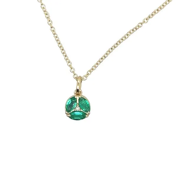 14k YG 0.15CT Diamond and 0.33CY Marquise Cut Emeralds Reversible Pendant Vaughan's Jewelry Edenton, NC