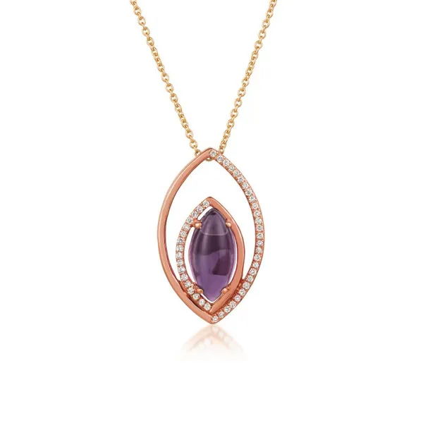 14k RG 2.06TGW 1.96ct Amethyst and Diamond Pendant Vaughan's Jewelry Edenton, NC