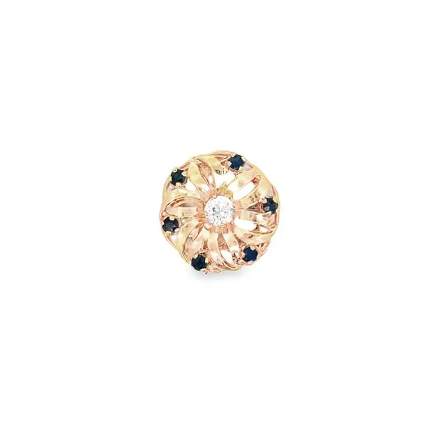 18k YG 0.50CT Rd OEC Diamond and Rd Sapphire Art Deco Pendant (Previously Owned) Vaughan's Jewelry Edenton, NC