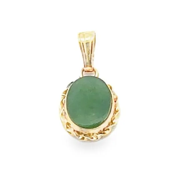 14k YG Oval Jade Gold Halo Pendant (Previously Owned) 0.6gr Vaughan's Jewelry Edenton, NC