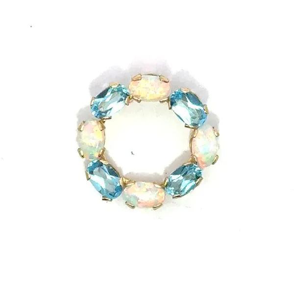 10k YG Opal & Light Blue Stone Circle Pendant (Previously Owned) 0.82gr Vaughan's Jewelry Edenton, NC