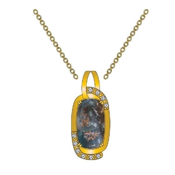 14k Honey Gold 7CT Chocolate Aquadite & 1/6CTTS Nude Dia Pendant and Chain Vaughan's Jewelry Edenton, NC