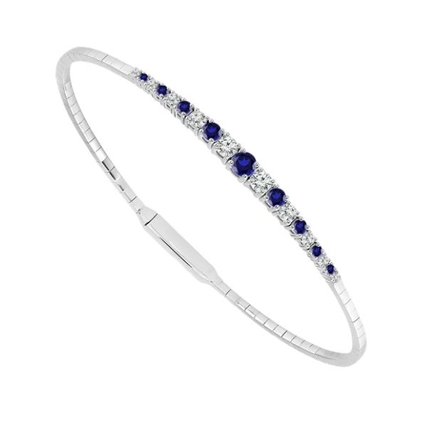 14k WG 0.91CTTW 0.47CTTW Sapphire & 0.44CTTW Diamond Graduated Flexi Bracelet Vaughan's Jewelry Edenton, NC