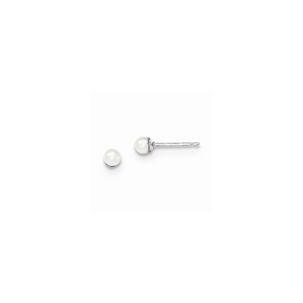 SS 3-4mm White FWP Round Stud Earrings Vaughan's Jewelry Edenton, NC