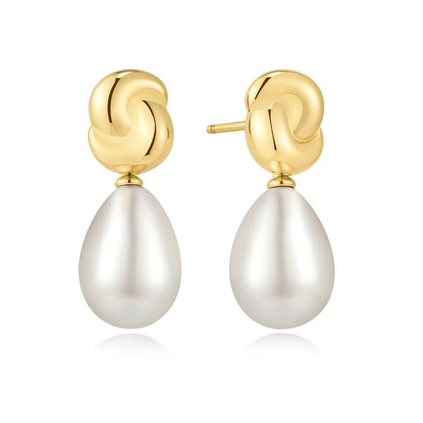 YGP Twist & Shell Pearl Drop Stud Earrings Vaughan's Jewelry Edenton, NC