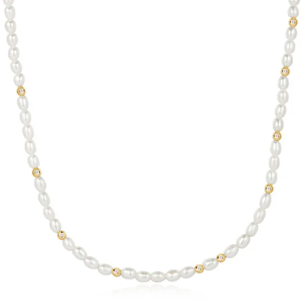 YGP Freshwater Pearl and White Cubic Zirconia Bezel Set Slider Necklace Vaughan's Jewelry Edenton, NC