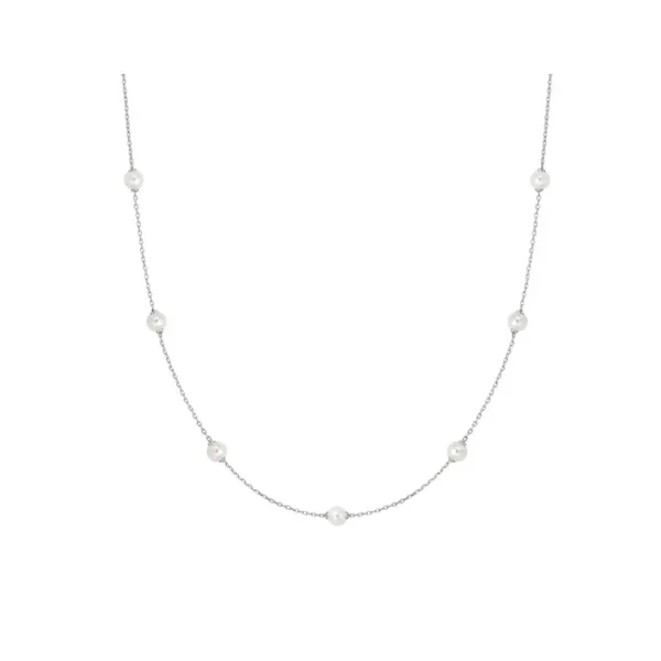 SS Shell Pearl Station Chain Necklace Vaughan's Jewelry Edenton, NC