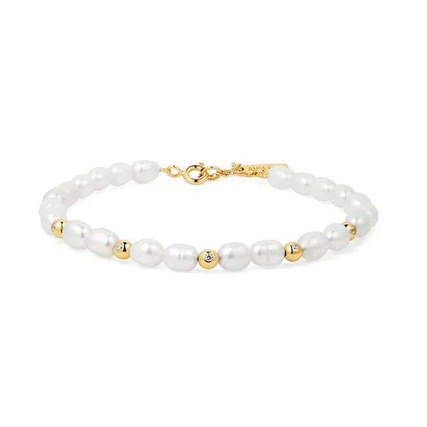 YGP Freshwater Pearl and White Cubic Zirconia Bezel Set Bracelet Vaughan's Jewelry Edenton, NC