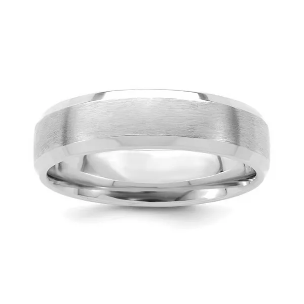 11, 14k WG 6mm Comfort Fit Brushed Beveled Edge Band Vaughan's Jewelry Edenton, NC