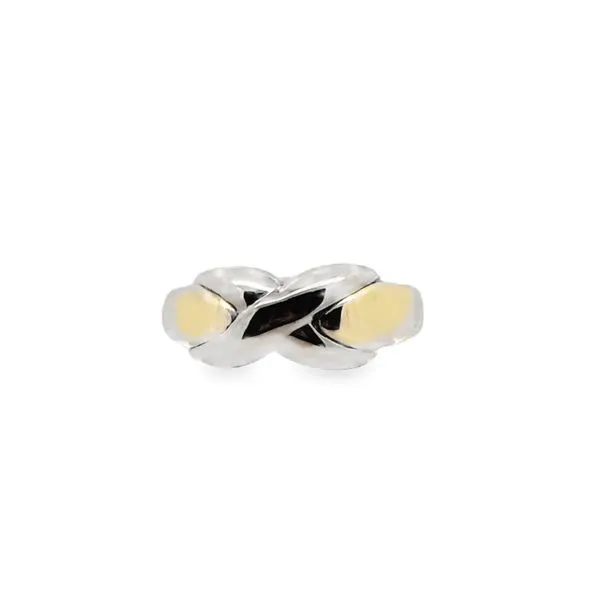 7, 14k YG/WG Criss Crossed Polish Ring (Previoucly Owned) Vaughan's Jewelry Edenton, NC