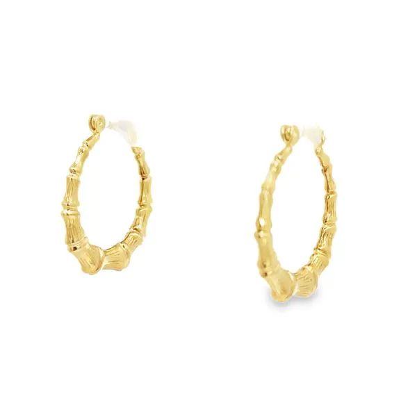 14k YG Bamboo Hoop Earrings (Previously Owned) Vaughan's Jewelry Edenton, NC