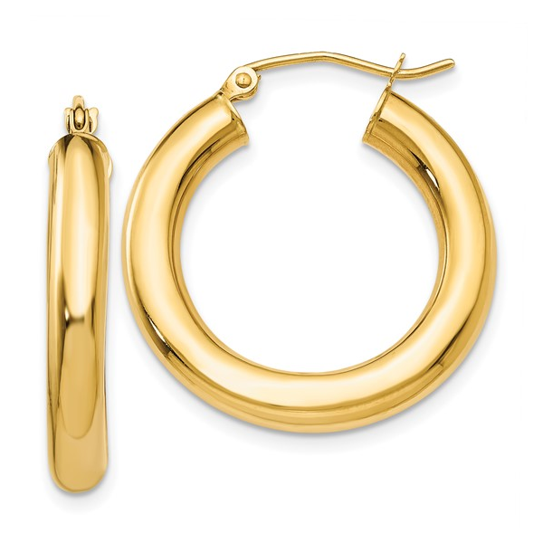 10k YG 4mm Lightweight Hoop Earrings Vaughan's Jewelry Edenton, NC