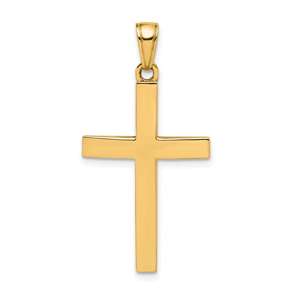 10k YG 18x29mm Beveled Polished Cross Pendant Vaughan's Jewelry Edenton, NC