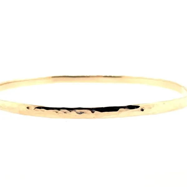 Medium, 14k YG Hammered Solid 2.1mm Bangle, 6.6 grams Vaughan's Jewelry Edenton, NC