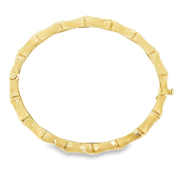 14k YG Bamboo Bangle Bracelet with Safety Clasp (Previously Owned) 17.5gr Image 2 Vaughan's Jewelry Edenton, NC