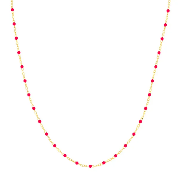 14k YG Neon Pink Enamel Piatto Chain Anklet Vaughan's Jewelry Edenton, NC