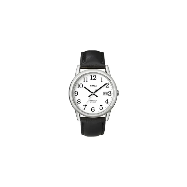 Timex Watch with Easy to Read Face and Genuine Leather Black Band Vaughan's Jewelry Edenton, NC