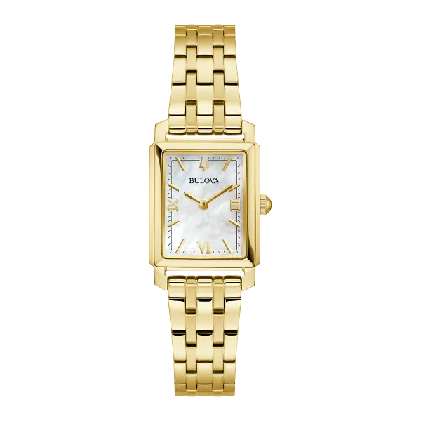 Bulova Sutton Watch with Yellow Tone Band and MOP Dial Vaughan's Jewelry Edenton, NC