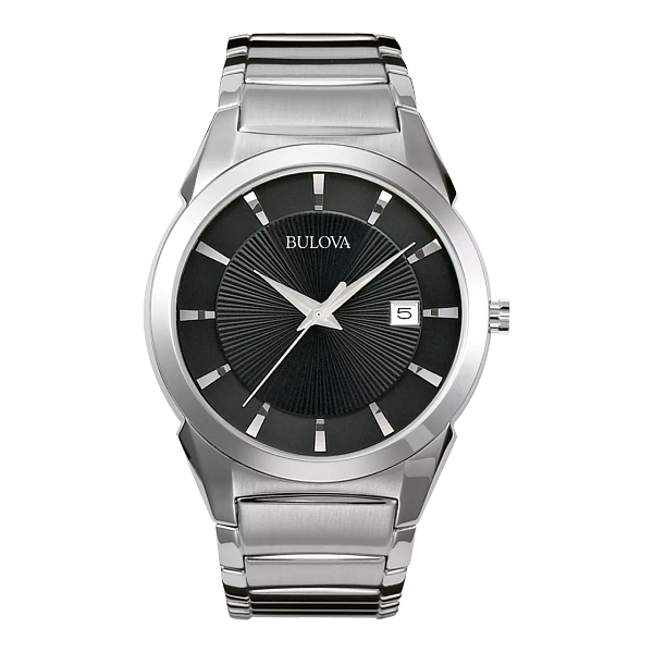 Bulova Classic Silvertone Watch with Black Dial Vaughan's Jewelry Edenton, NC