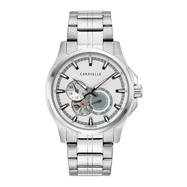 Carvelle Automatic Silvertone White Round Face Watch Vaughan's Jewelry Edenton, NC