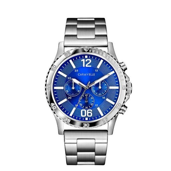 Caravelle Sivertone Blue Face Vaughan's Jewelry Edenton, NC