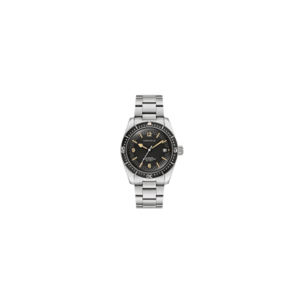 Carvelle Automatic Sea Hunter Silvertone Black Round Face Watch Vaughan's Jewelry Edenton, NC