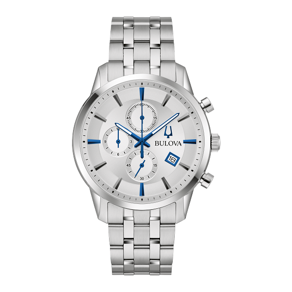 Bulova Sutton Watch with Silver Tone with Blue Accents Vaughan's Jewelry Edenton, NC