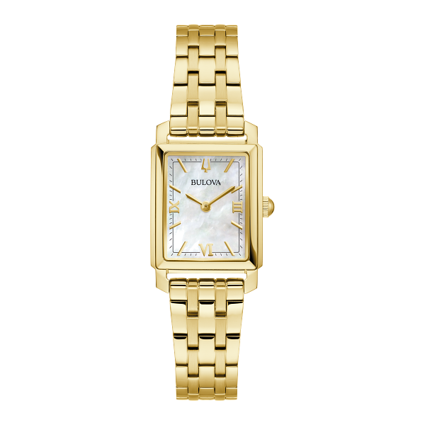 Bulova Sutton Watch with Yellow Tone Band and MOP Dial Vaughan's Jewelry Edenton, NC
