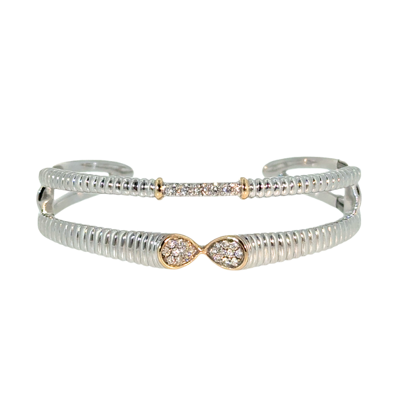 SS/14k YG 0.60CTTW Dia 2-Row Luxury Hinged Bangle, Piyaro Vaughan's Jewelry Edenton, NC