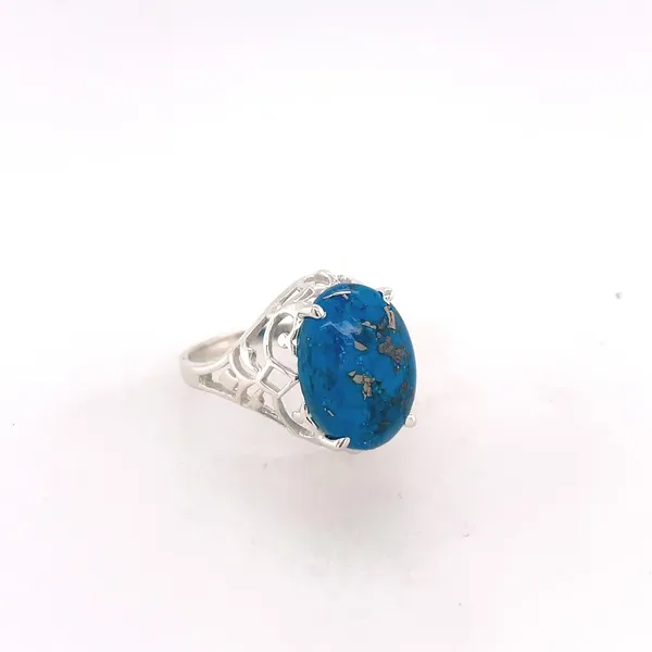 SS 14x10mm Oval Turquoise Ring Image 2 Vaughan's Jewelry Edenton, NC