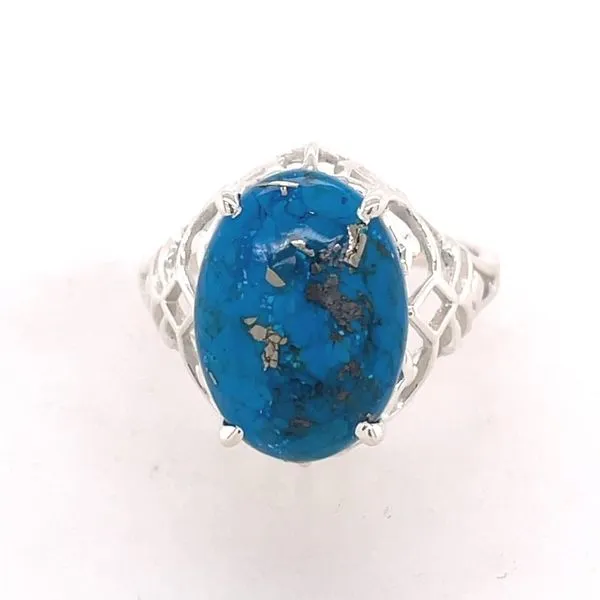 SS 14x10mm Oval Turquoise Ring Vaughan's Jewelry Edenton, NC