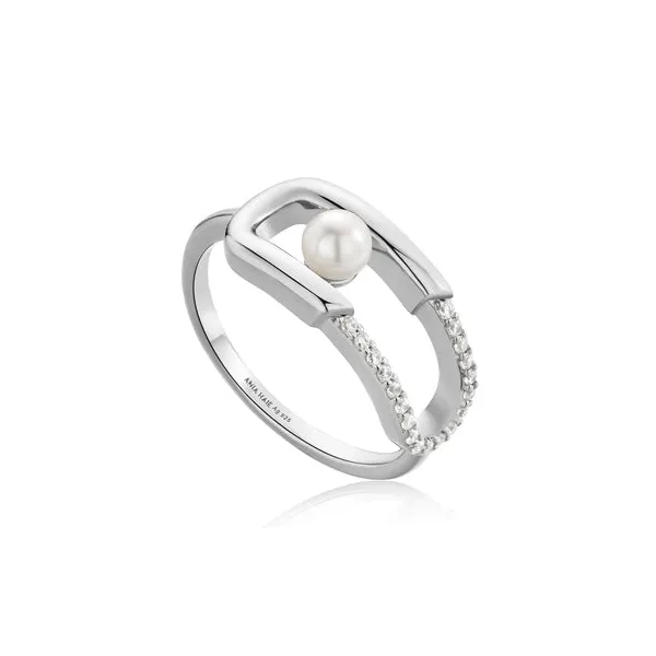 Silver Pearl Sparkle Interlock Ring Vaughan's Jewelry Edenton, NC