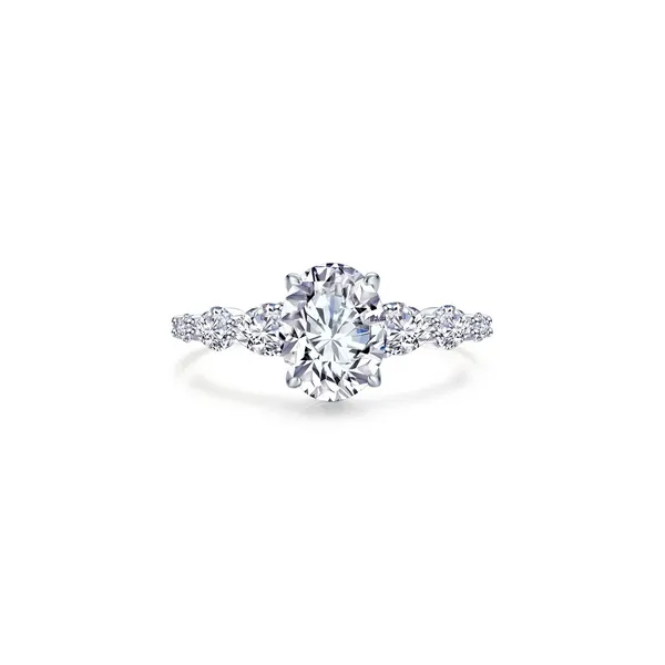7, SS 3.66CTTW Simulated Diamond Oval Center & Graduated Pear Accented Ring Vaughan's Jewelry Edenton, NC