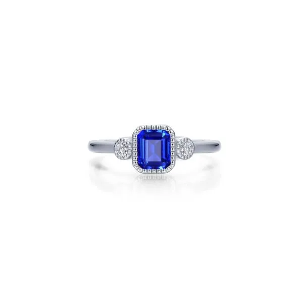 7, SS Lab Grown Sapphire & Lassaire Ring - Sept Vaughan's Jewelry Edenton, NC