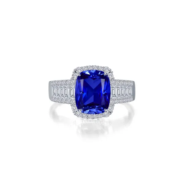 7, SS 5.55CTTW Lab Grown Blue Sapphire and Lassaire Stone Ring Vaughan's Jewelry Edenton, NC