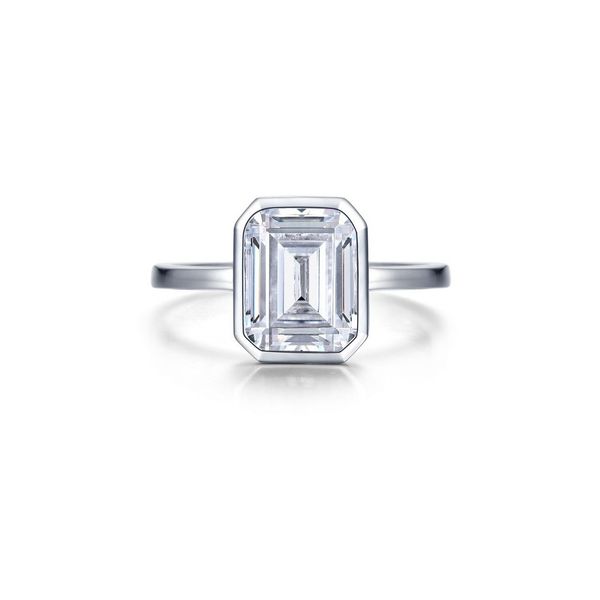 7, SS 2.62CT Emerald Cut Bezel Set Solitaire Engagement Ring Vaughan's Jewelry Edenton, NC
