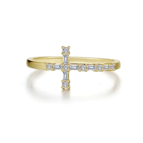 7, GP 0.19CTTW Eden Baguette Dainty Cross Ring Vaughan's Jewelry Edenton, NC