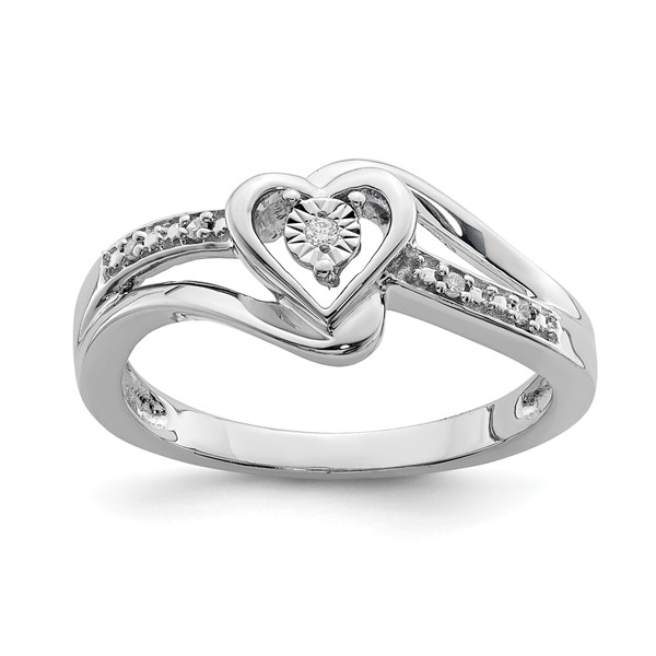 7, SS Rhodium Plated Diamond Heart Ring Vaughan's Jewelry Edenton, NC