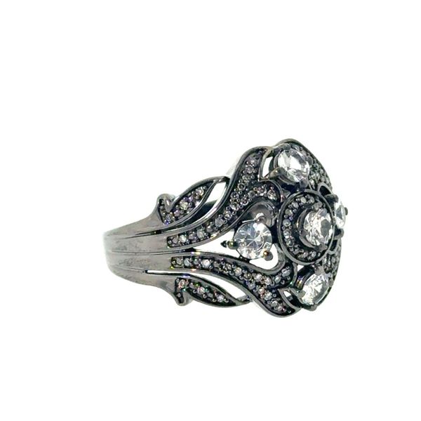 7.5, SS/Black Rhodium 0.72CTTW White Sapphire & 0.21CTTW Diamond Wide Band Image 2 Vaughan's Jewelry Edenton, NC