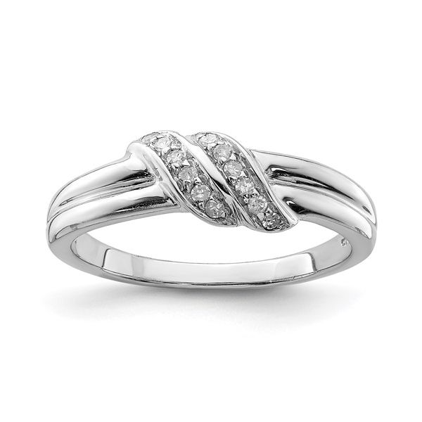 7, SS 0.07CTTW Diamond Wave Rhodium Plated Ring Vaughan's Jewelry Edenton, NC