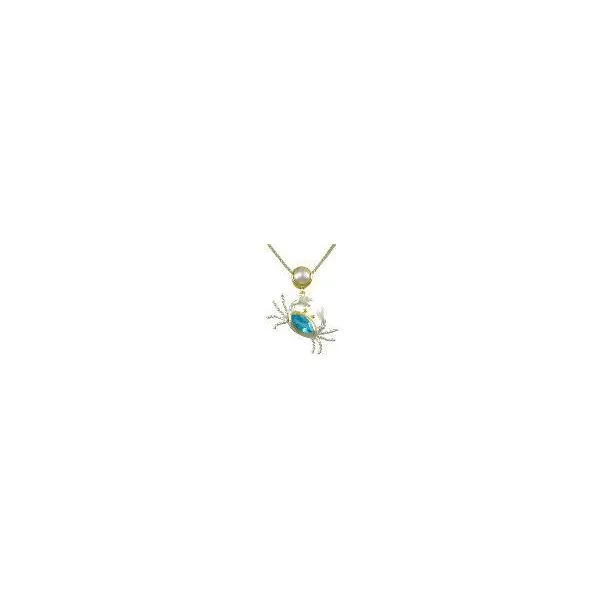 SS/22k Gold Vermeil White FWP/Baby Blue Topaz Crab Pendant Vaughan's Jewelry Edenton, NC