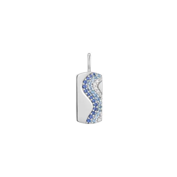 SS Wave Blue Sparkle Charm Vaughan's Jewelry Edenton, NC