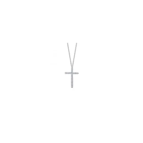 SS 0.22CTTW Lassaire Stone Cross Necklace Vaughan's Jewelry Edenton, NC
