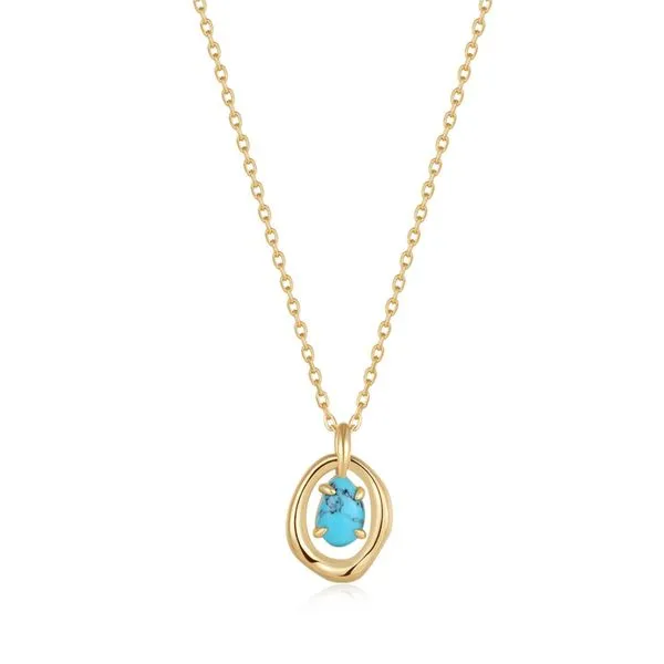 YGP, Turquoise Wave Circle Pendant Necklace Vaughan's Jewelry Edenton, NC